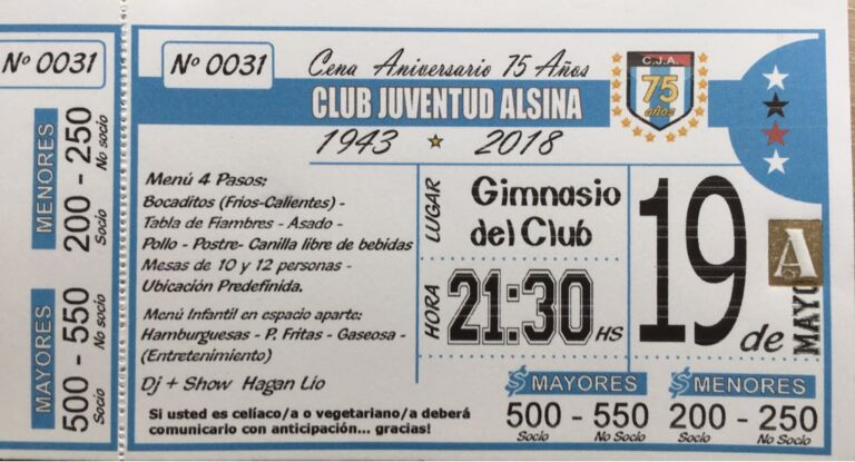 Tarjeta cena 75 años