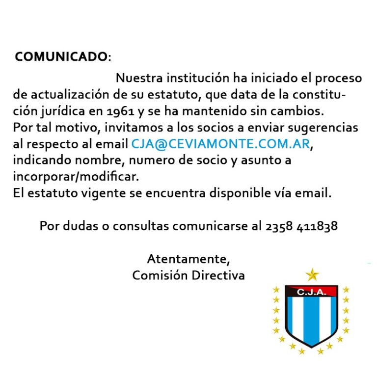 Invitamos a los socios a participar en la primer reforma de nuestro estatuto